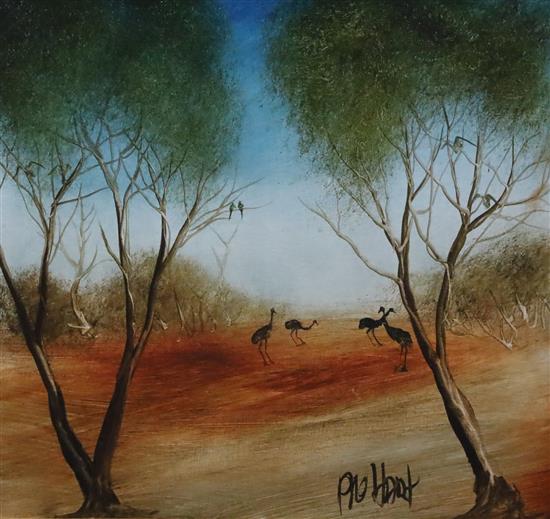Kevin Charles (Pro) Hart (Australian, 1928-2006) Emus 10.5 x 11in.